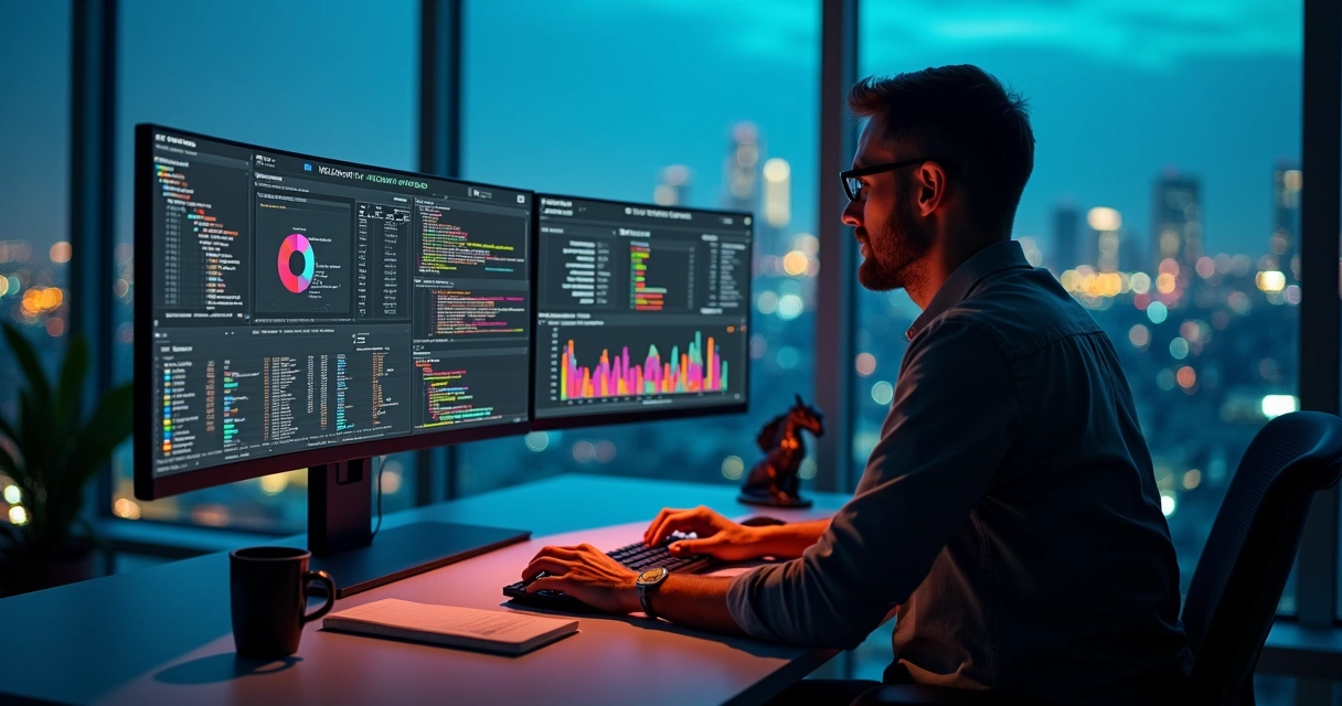 Arquiteto de banco de dados analisando painel de performance em ambiente de nuvem 