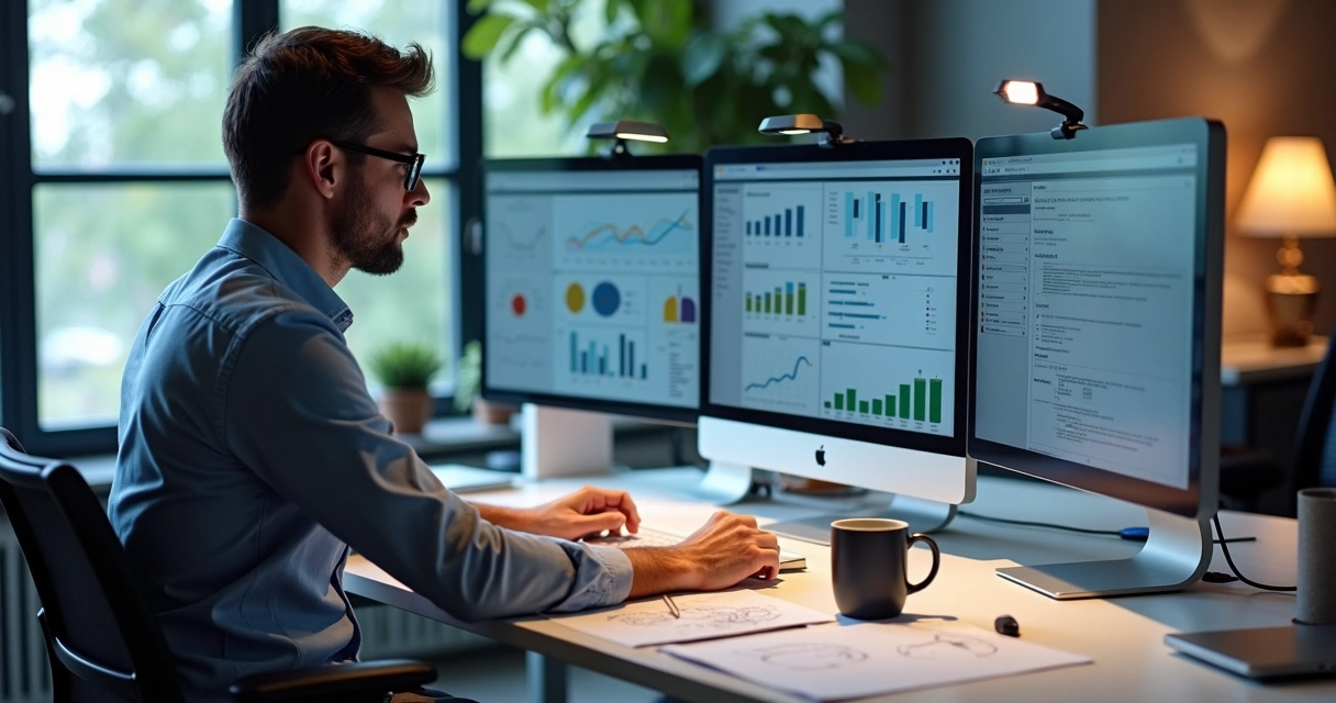 Profissional de SEO analisando estratégias digitais 