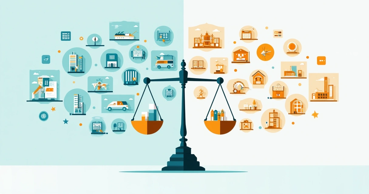 Símbolos de agência generalista e especializada lado a lado, separados por uma linha