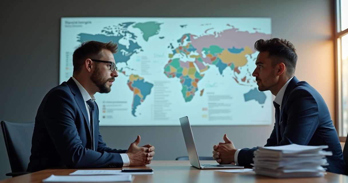 Especialista atendendo cliente PME com documentos e gráficos 