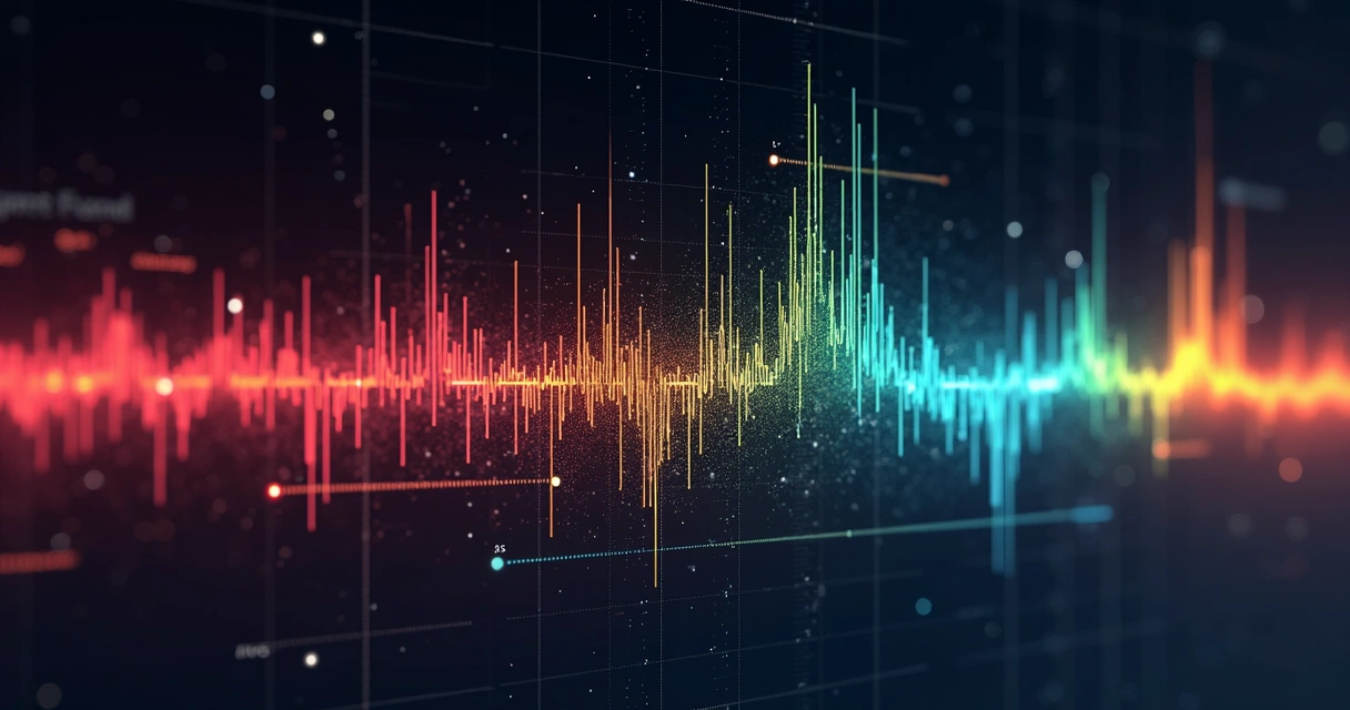 Gráfico espectral com picos de absorção em cores variadas 