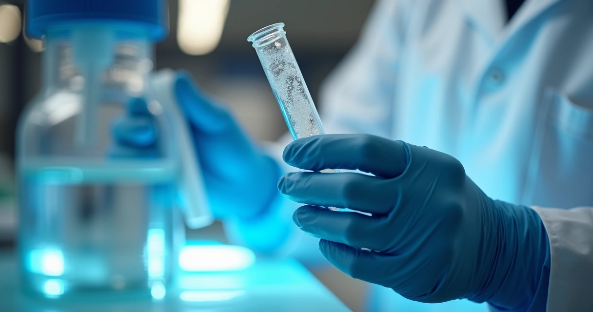 Tubo de ensaio com sêmen sendo analisado 