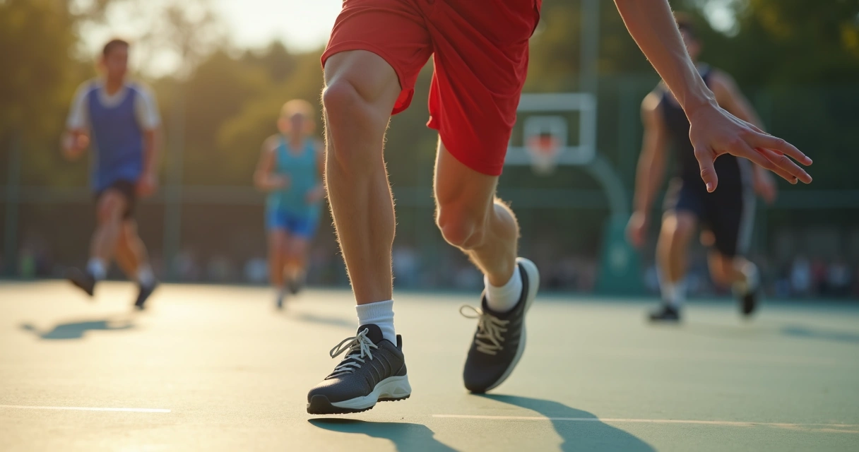 Jovem praticando esporte de impacto que sobrecarrega o joelho 
