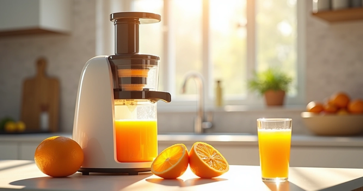 Espremedor elétrico de frutas em uma cozinha moderna 