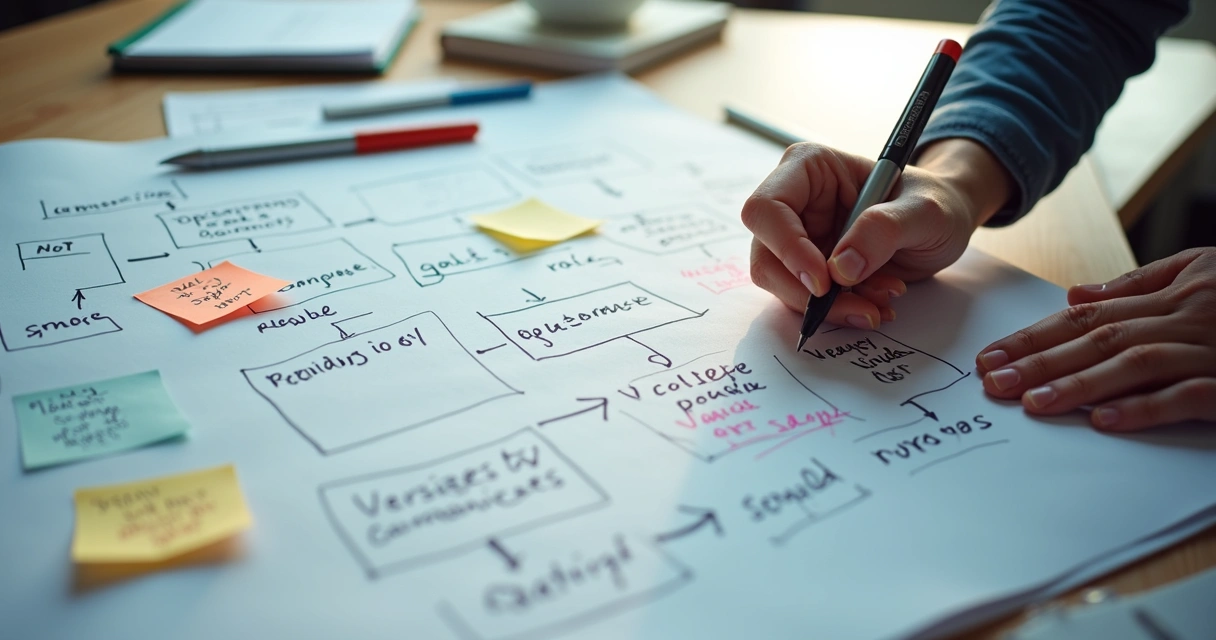 Esquema visual de las partes de un acuerdo colectivo en una pizarra. 