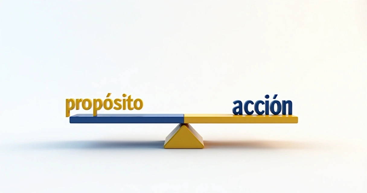 Esquema de una balanza equilibrando propósito y acción