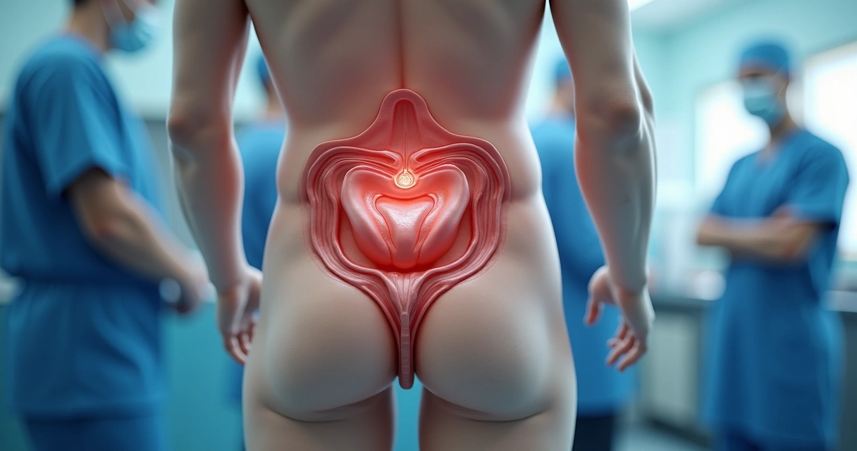 Esquema anatômico da cirurgia robótica de próstata