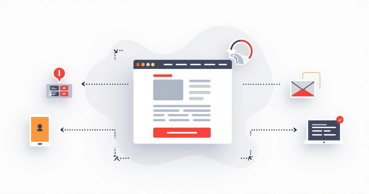 Esquema ilustrando fluxo de conversão em landing page 
