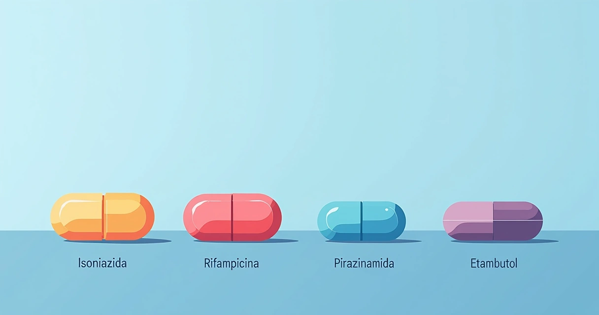 Conceitos práticos sobre diagnóstico e tratamento da tuberculose 3 Esquema ilustrativo dos quatro principais medicamentos usados no tratamento convencional da tuberculose