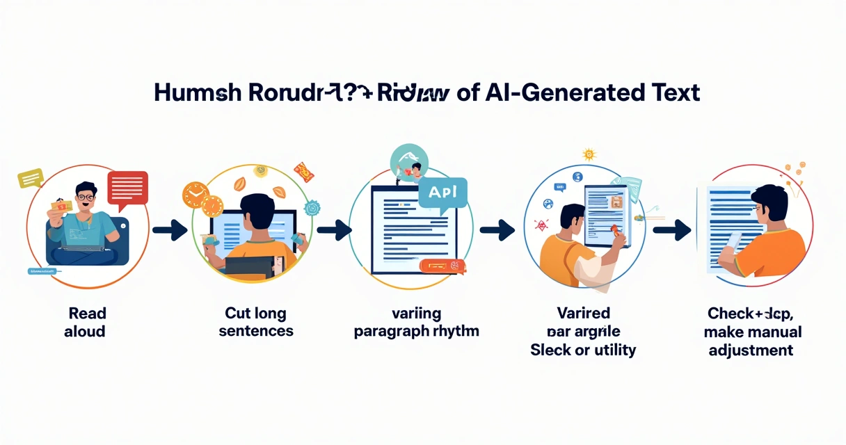Diagrama mostrando etapas de revisão manual de texto 