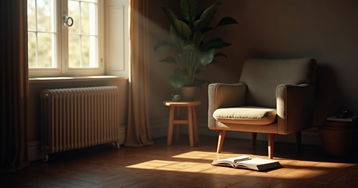 Habitación con luces y sombras, rincón iluminado 