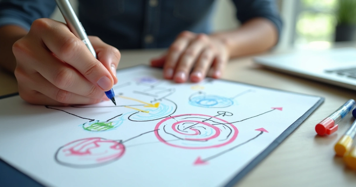 Mão escrevendo metas em papel com caneta 