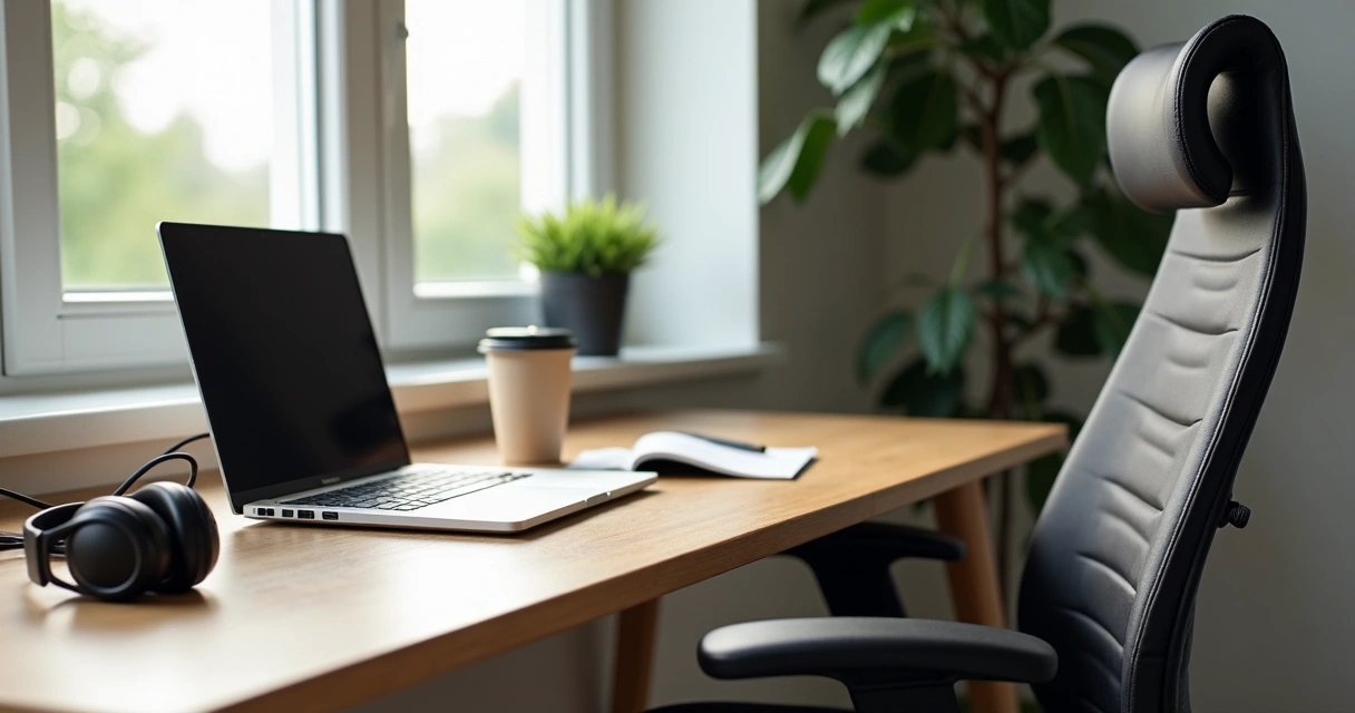 Estação de trabalho organizada no home office