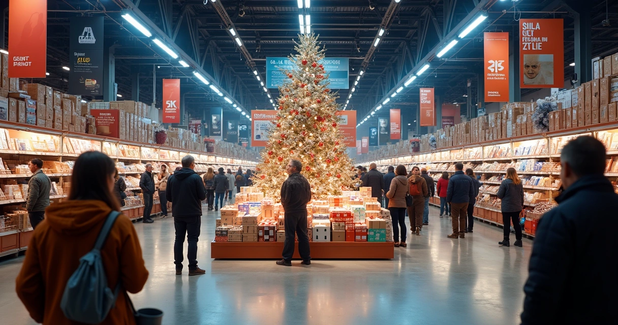 Área de destaque de ofertas dentro de loja de varejo americana 