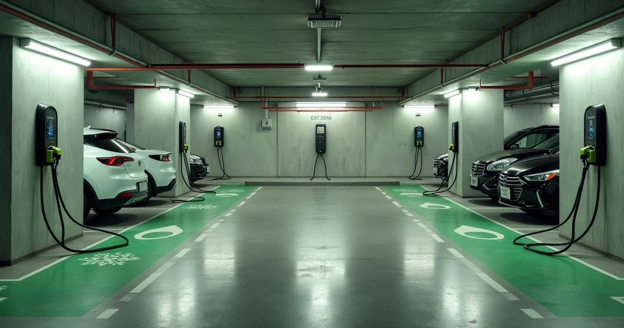 Vagas de condomínio com carregadores de carros elétricos