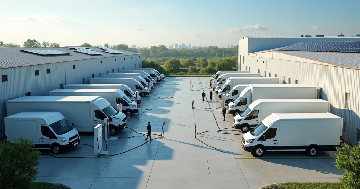 Estação de recarga de veículos elétricos em indústria moderna 