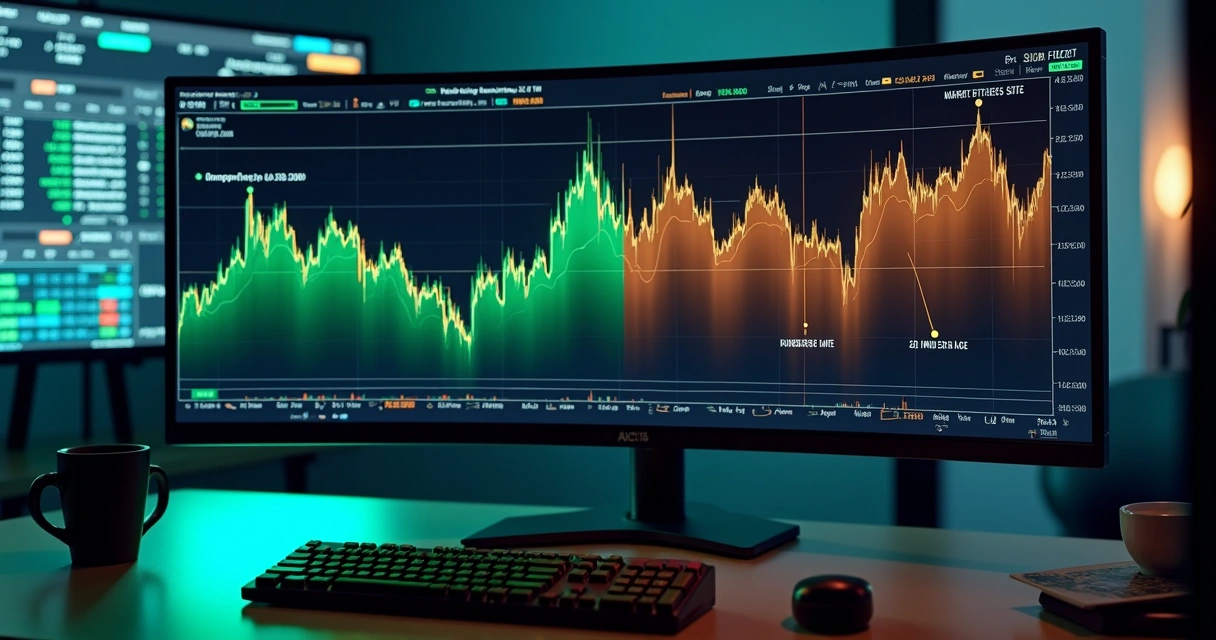 Gráfico de futuros mostrando médias móveis próximas em estado de mercado estreito 