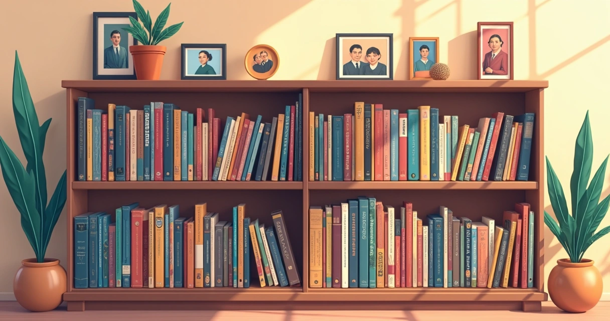 Estante organizada com mídias antigas de diferentes formatos 