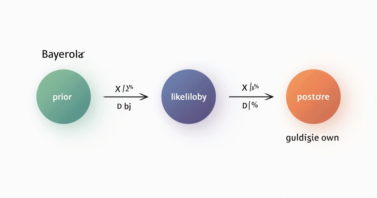 Diagrama representando prior, likelihood e posterior em estatística bayesiana 