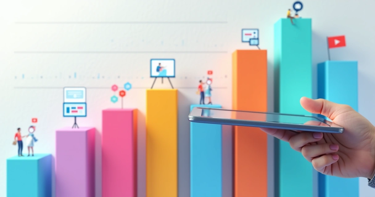Gráfico de barras coloridas mostrando variações de conversão em campanhas digitais