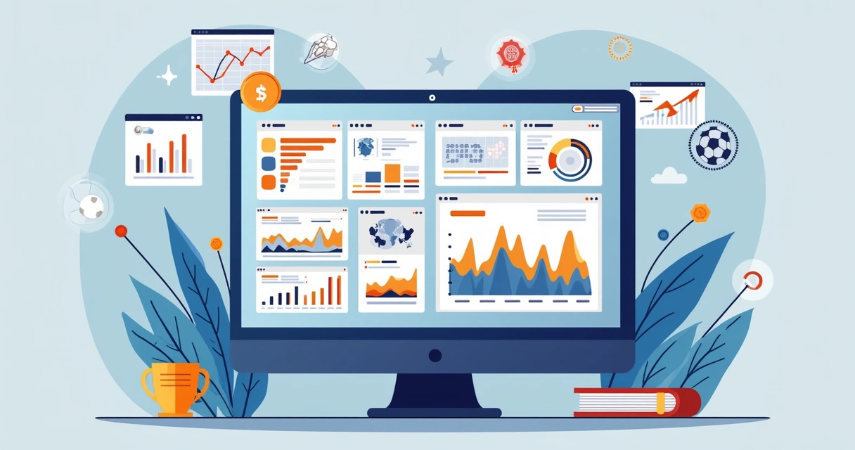Tela de análise de estatísticas de futebol em um monitor moderno 