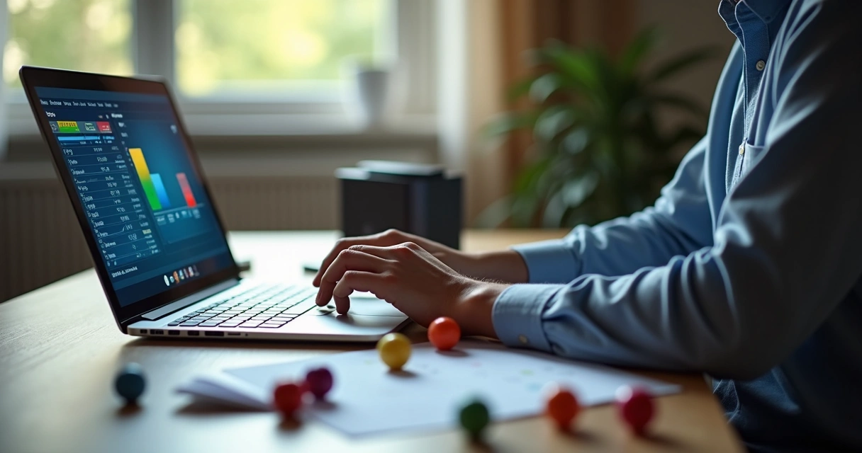 Pessoa usando simulador de apostas no computador 