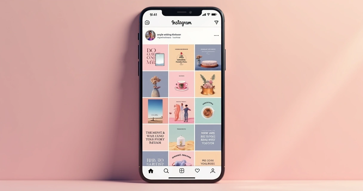 Grid harmônico do Instagram com cores padronizadas e destaques 