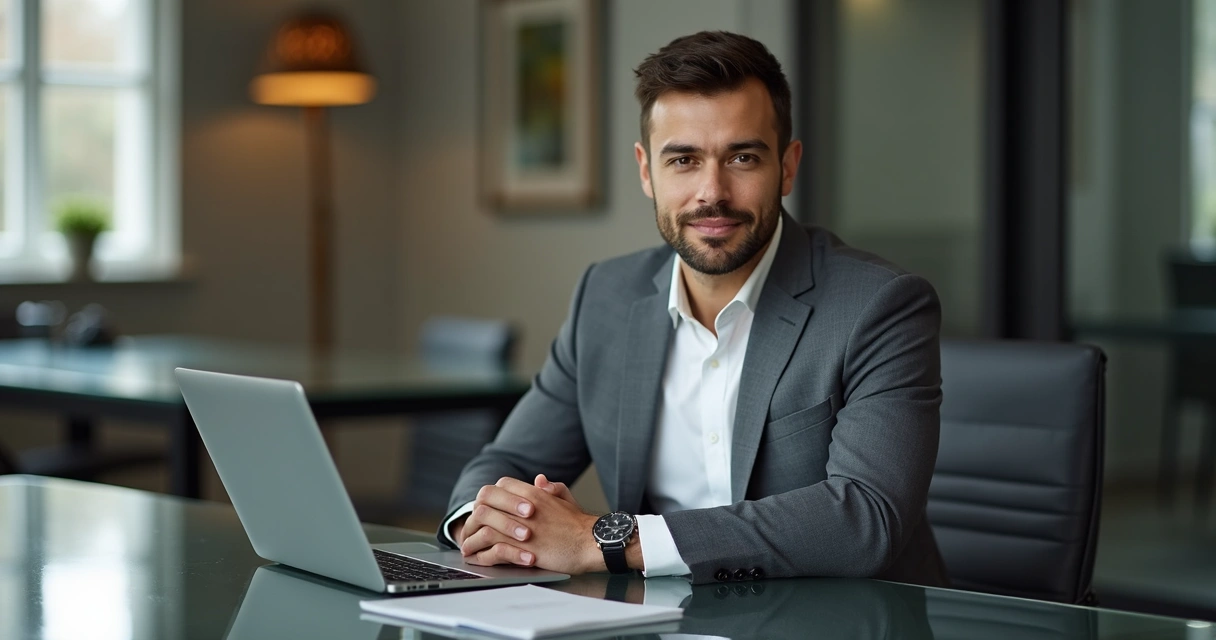 Ascendente Capricórnio com roupa social elegante e corte reto 
