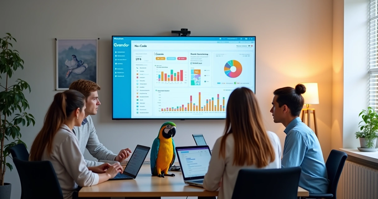 Estimativas de custos de um projeto no-code em uma tela com gráficos 