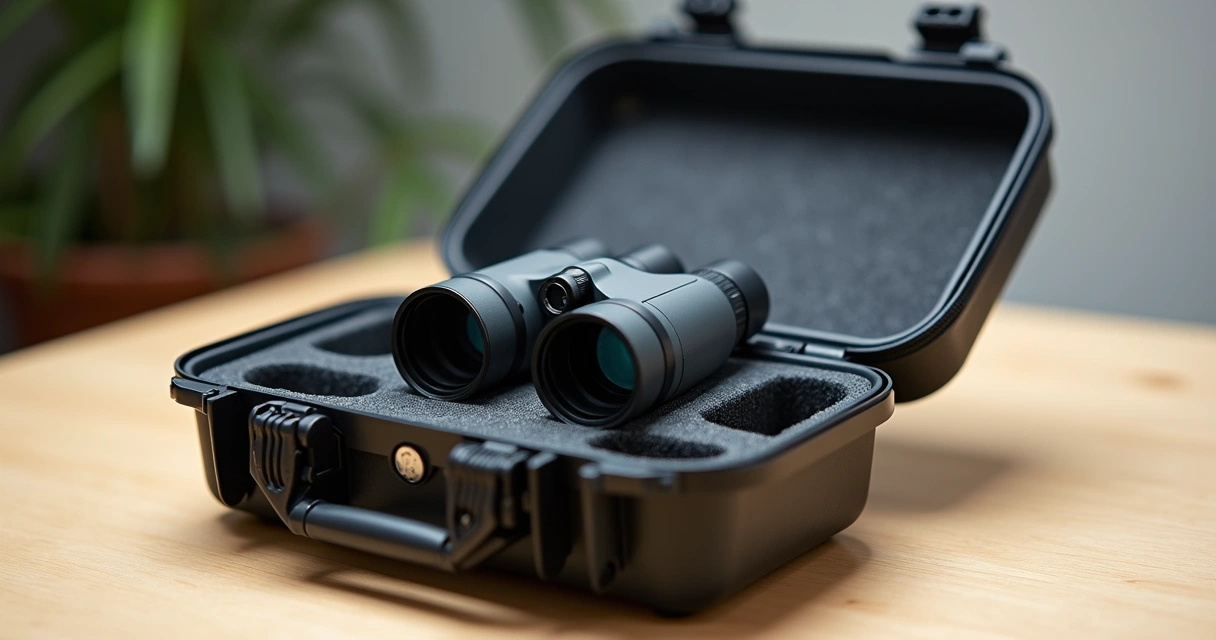 Estojo rígido para lupa binocular com revestimento interno macio e divisórias 