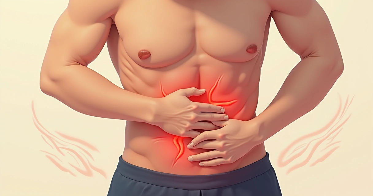 Ilustração de pessoa segurando o estômago em sinal de dor emocional 