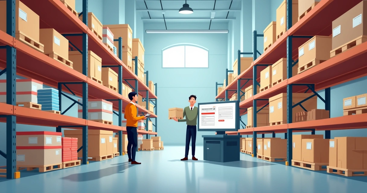 Estoque bem organizado com produtos prontos para distribuir