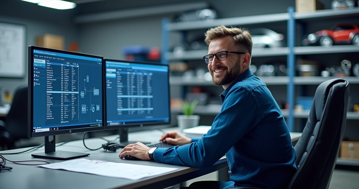 Visão de tela de um sistema ERP mostrando entrada automática de XML e atualização de estoque 
