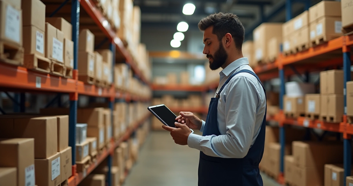 Dono de loja pequeno analisando estoque 