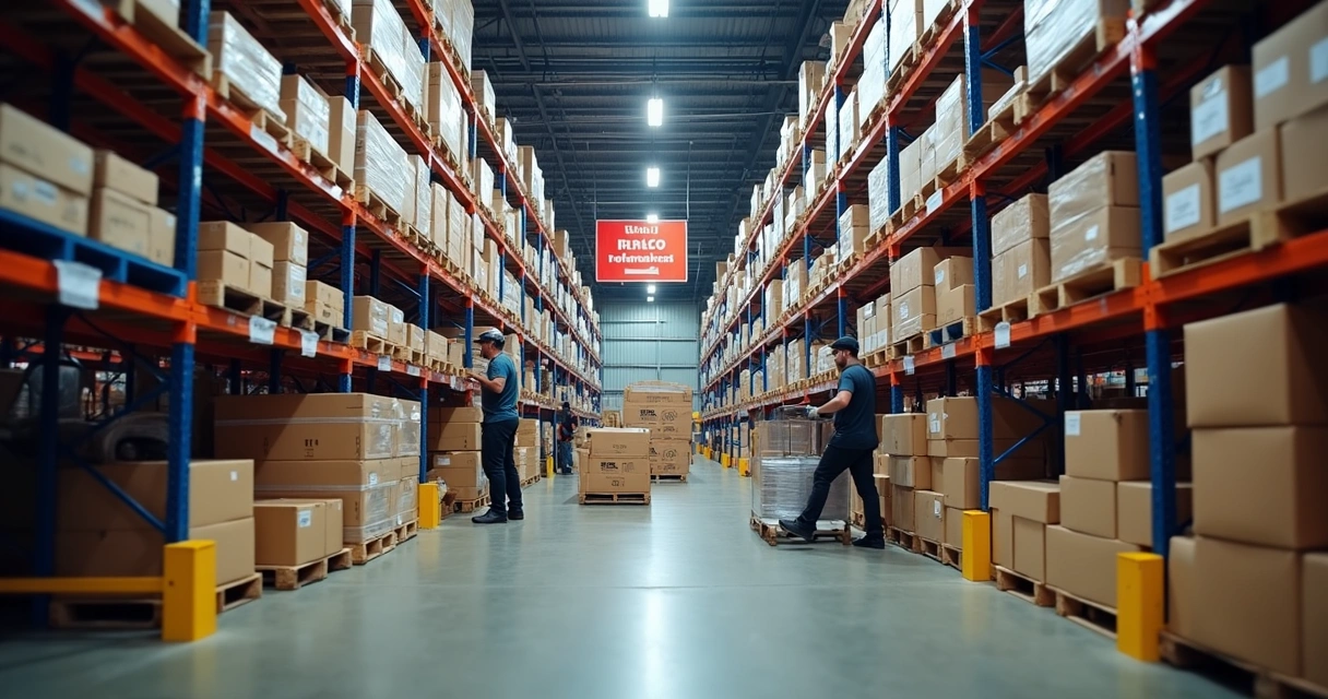 Armazém preparado para alta demanda sazonal com estoque organizado