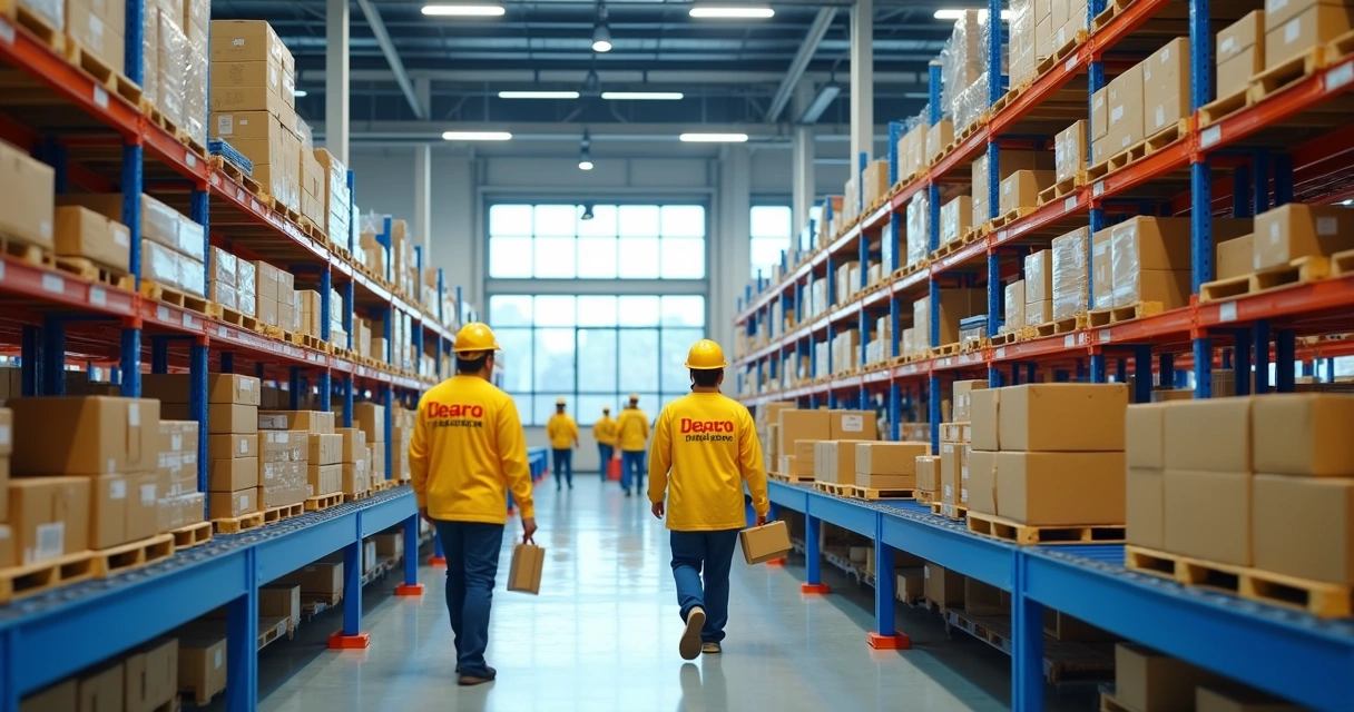 Vista do centro de distribuição e estoque do Mercado Livre Full 