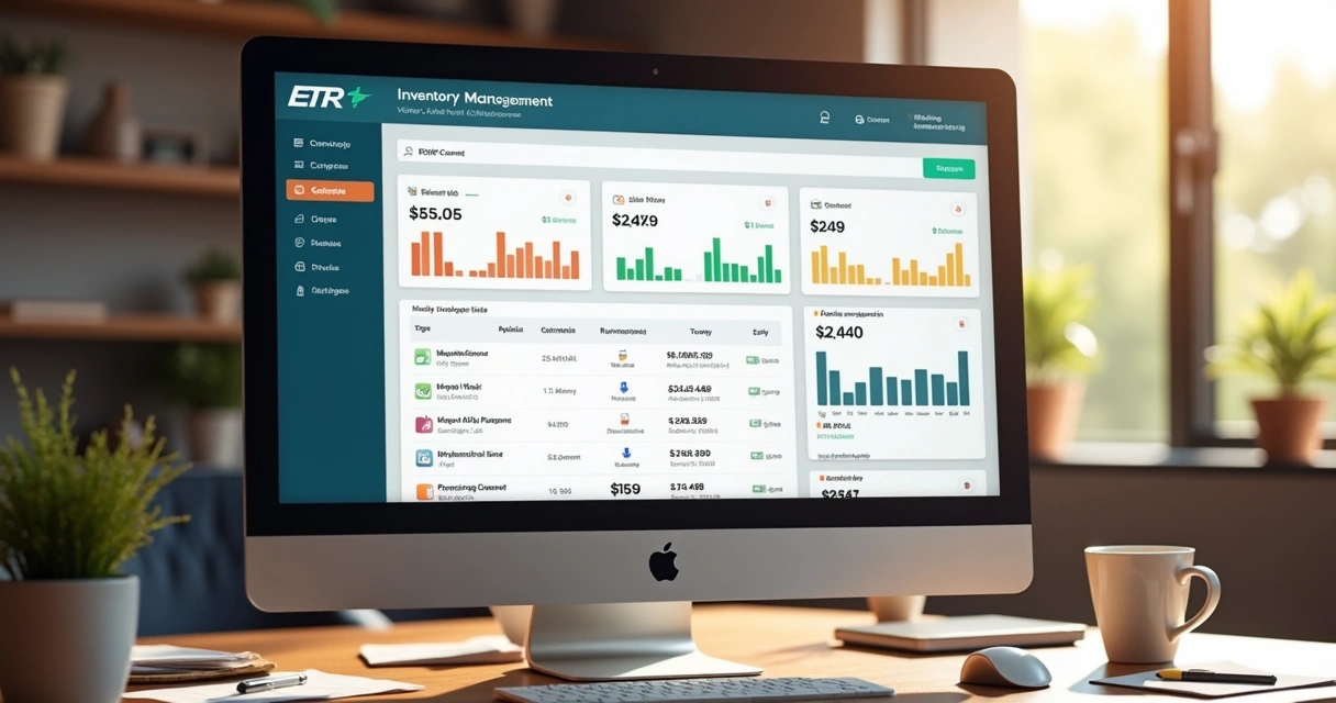 Tela de ERP mostrando integração do estoque com loja física e canais online