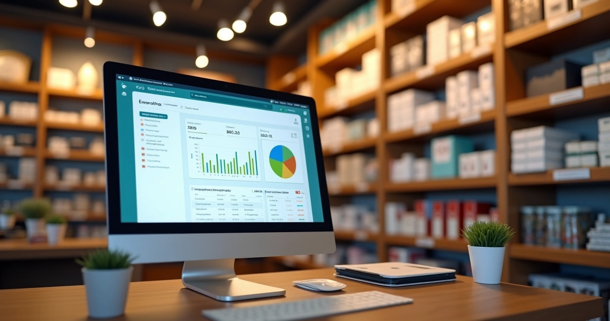 Sistema digital mostrando estoque de loja atualizado automaticamente 