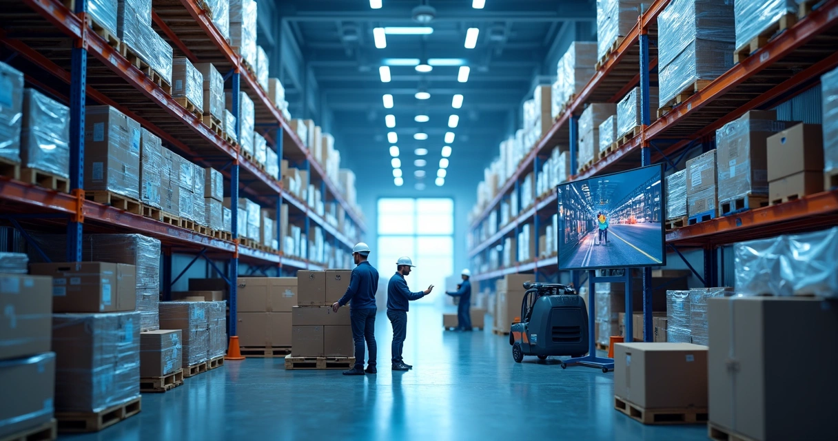 Imagem de estoque industrial monitorado por várias câmeras 