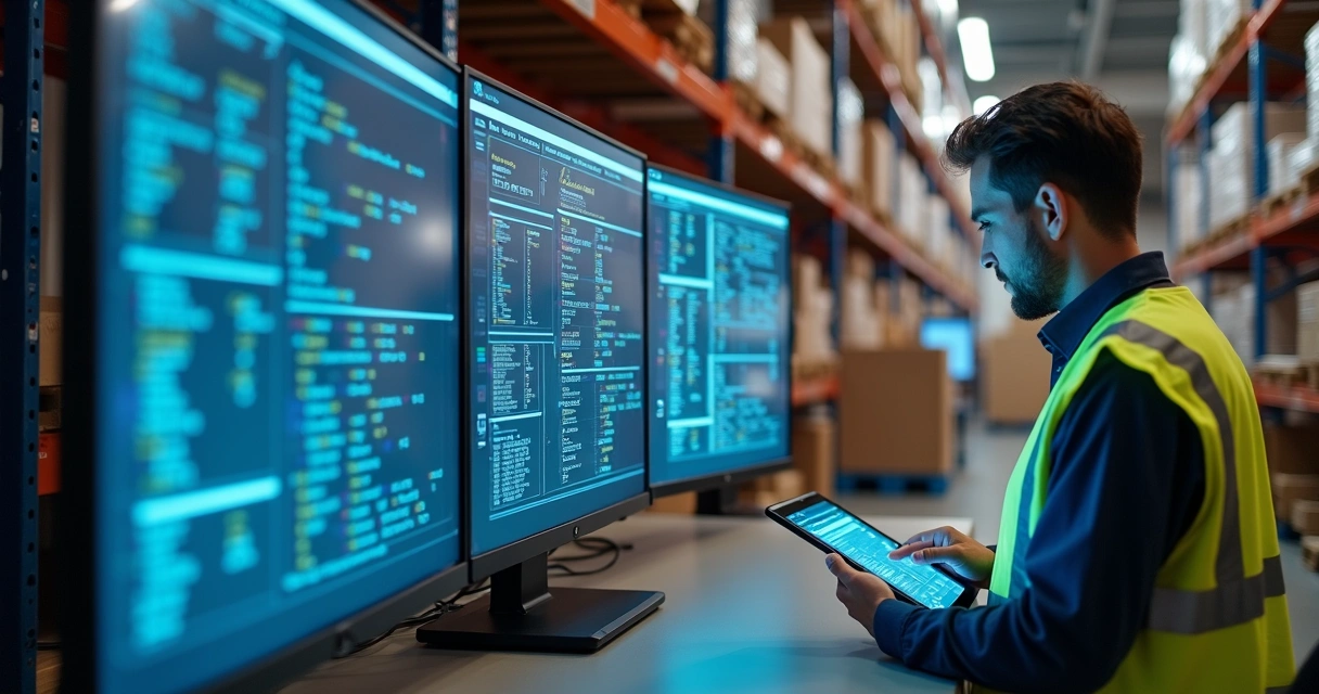 Sistema de gerenciamento de estoque mostrando dados de localização em tempo real 