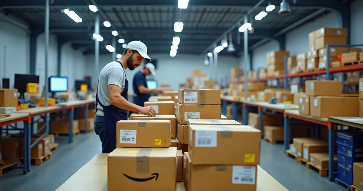 Colaborador separando produtos de diferentes categorias para marketplaces distintos