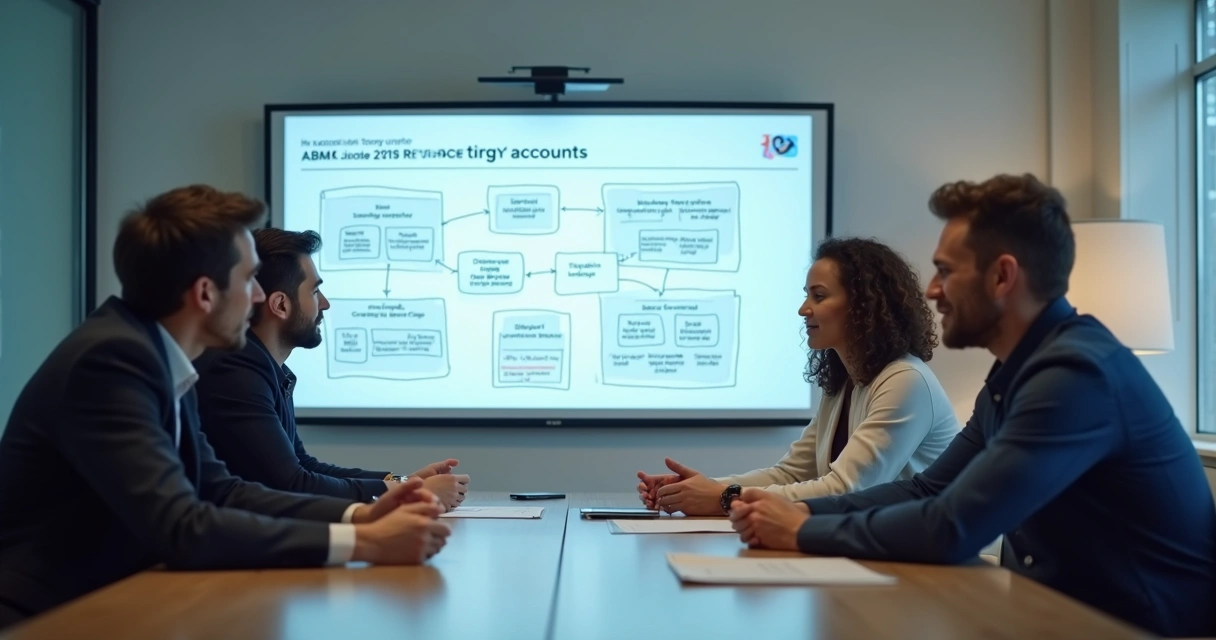 Equipe de PME discutindo estratégia ABM 