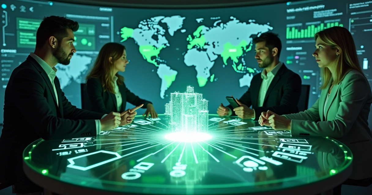 Sala de controle digital com múltiplos canais integrados por IA para atendimento omnichannel 