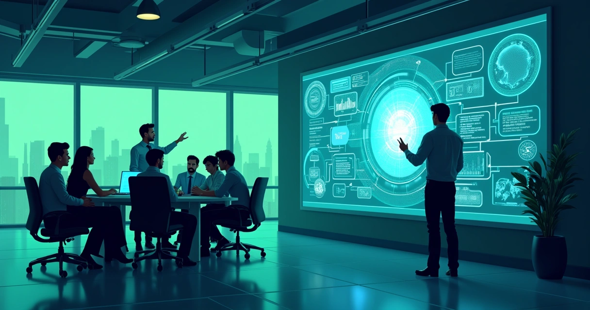 Equipe ajustando automação de marketing em tela digital 