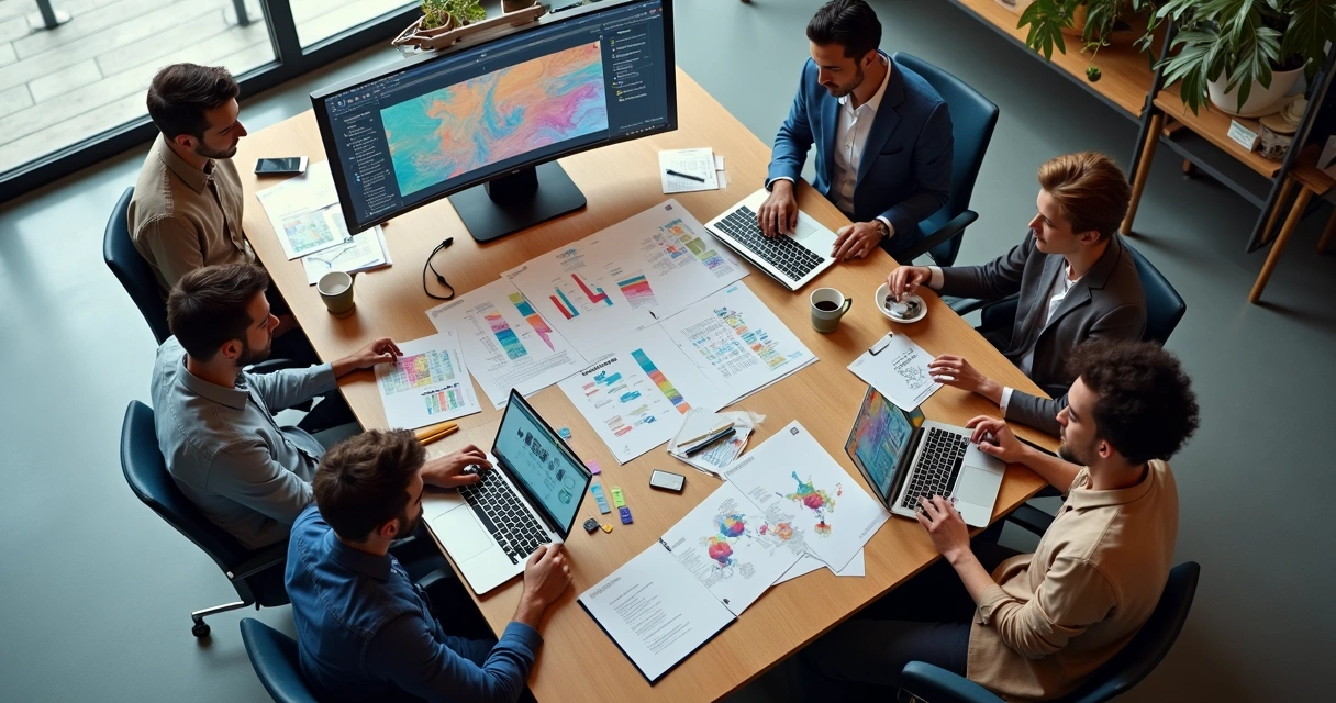 Equipe trabalhando em estratégia de blog de marketing 