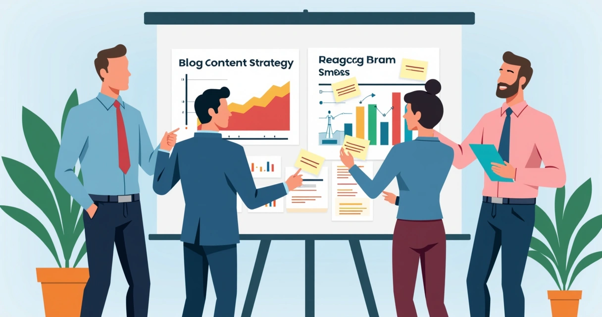 Estratégia de conteúdo para blogs em gráficos coloridos 