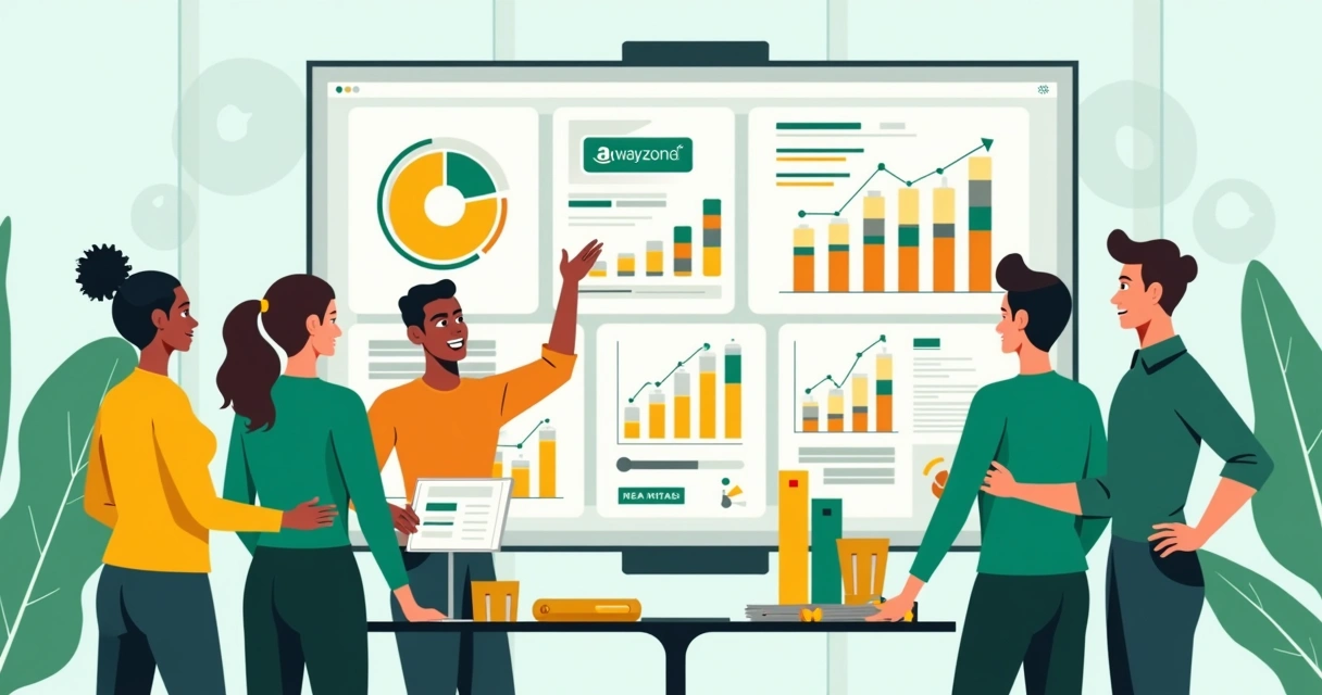 Como conquistar a Buy Box da Amazon: critérios em 2026 2 Equipe de e-commerce em reunião analisando dashboards para melhorar chances na Buy Box da Amazon.