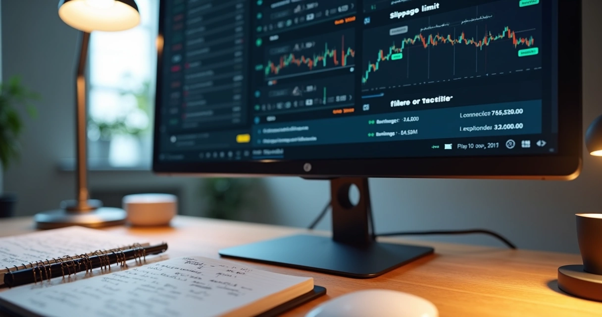 Painel de controle de estratégia de risco com bot de trading 