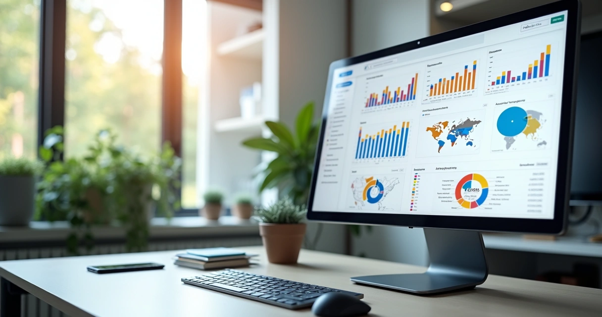 Dashboard de campanha Google Ads com gráficos de desempenho e elementos de segmentação de anúncios digitais