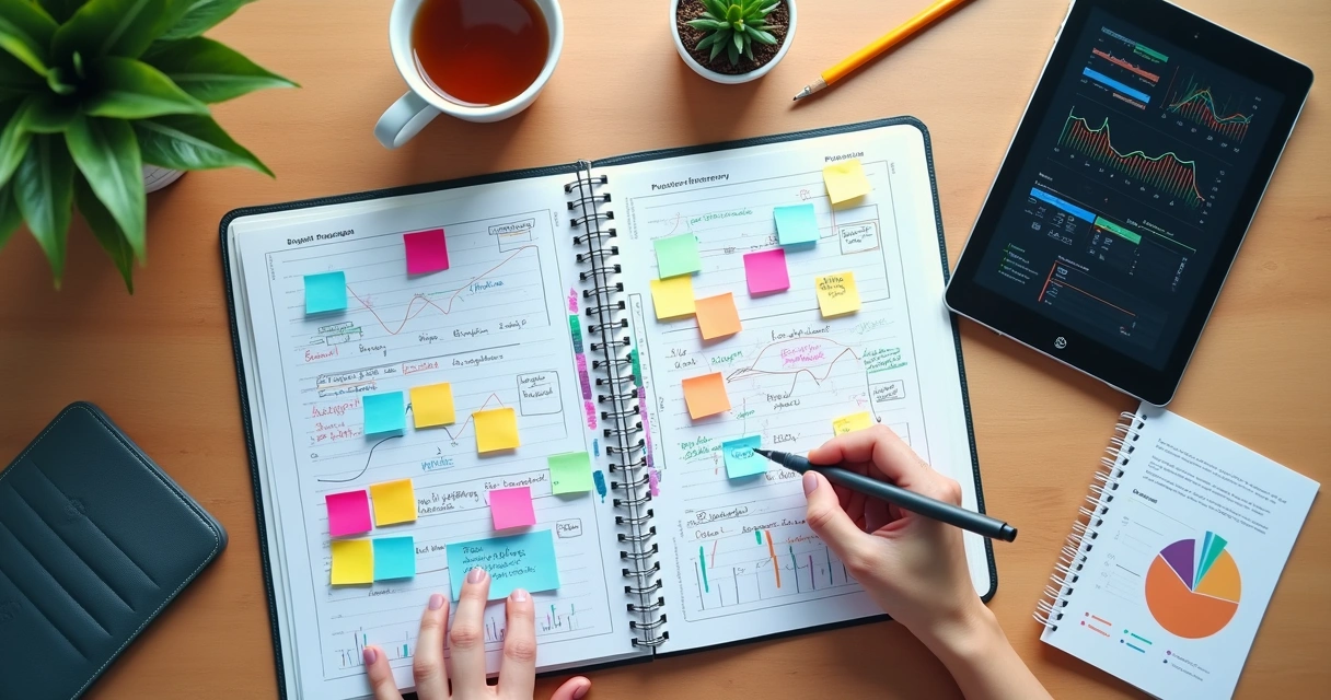 Planner de marketing digital mostrando integração orgânica e tráfego pago 